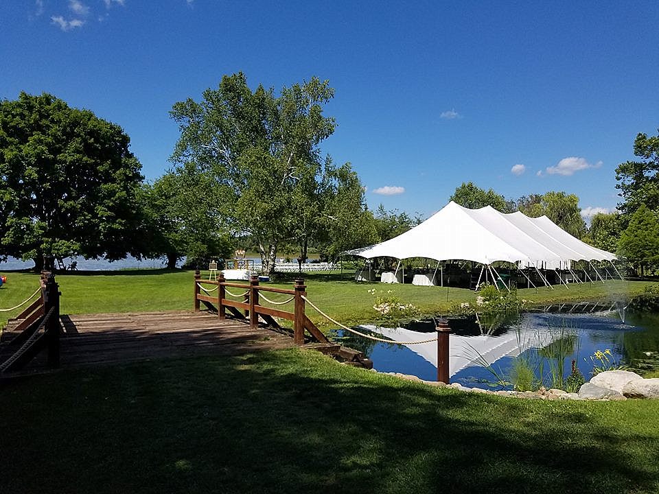 A look towards the Island with the Reception tent and it's beautiful reflection