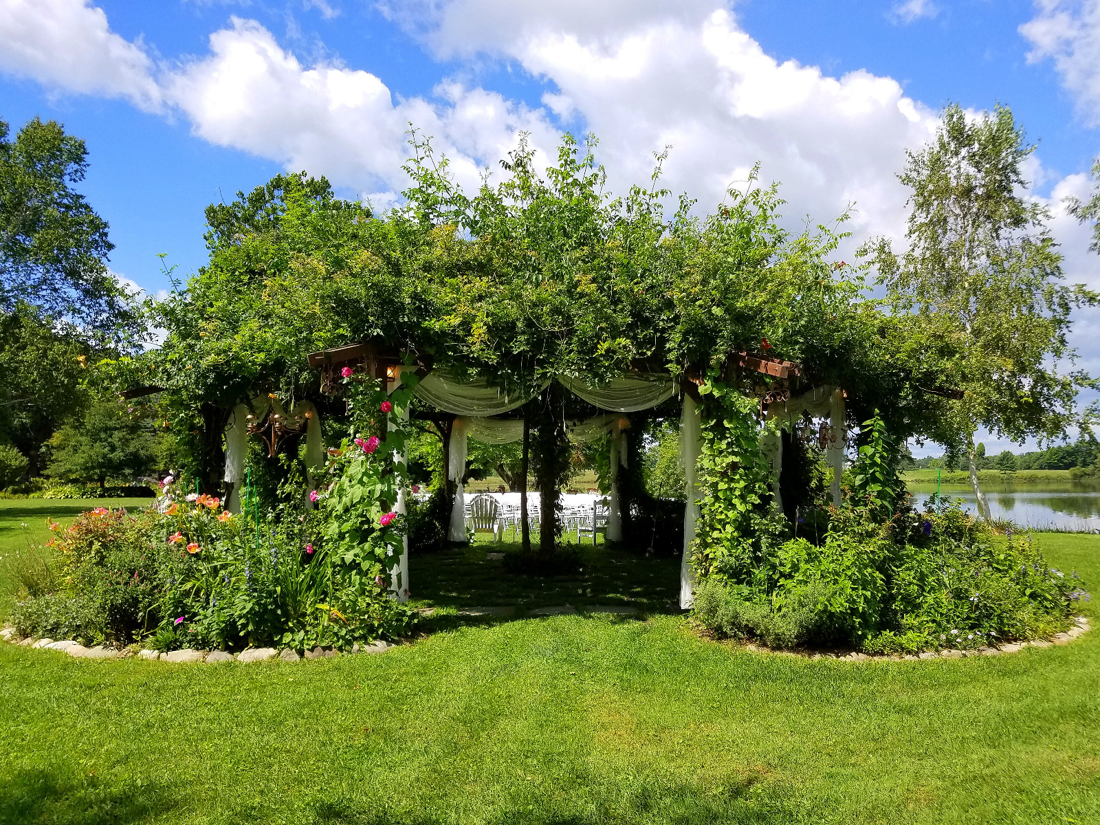 Backside of Flowering Gazebo ready for Ceremony