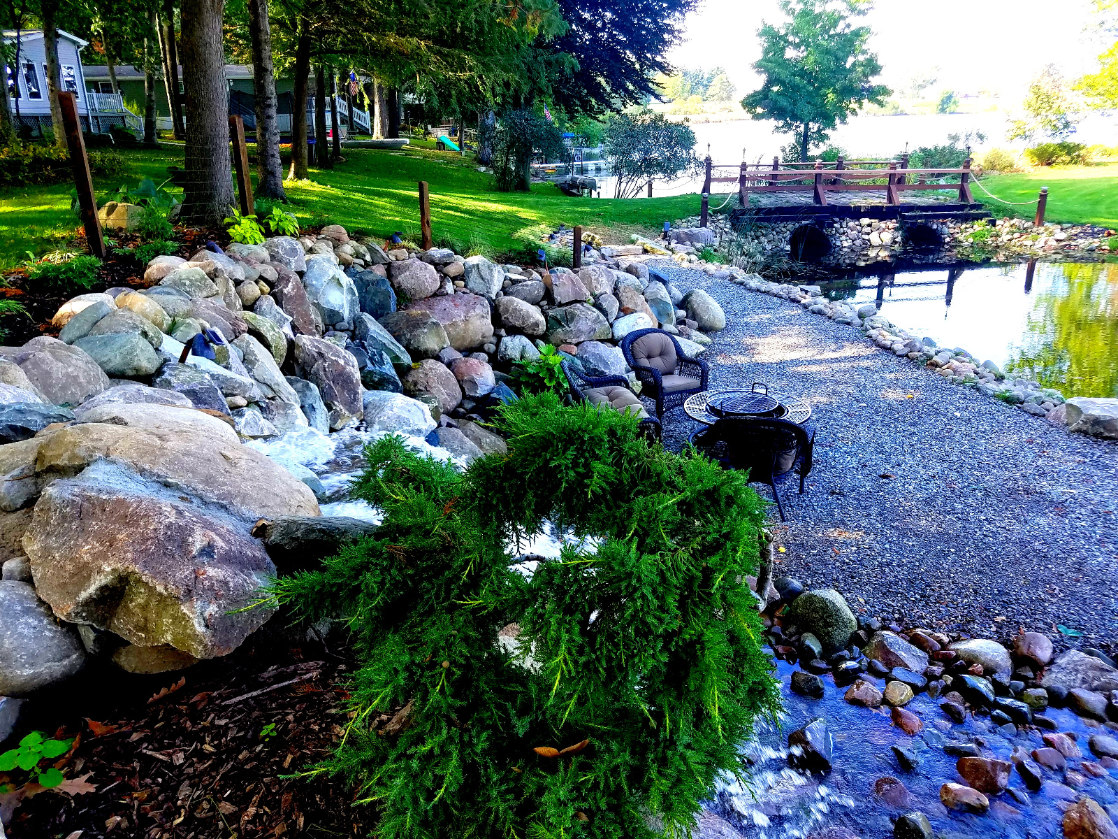The Waterfall walkway to the Bridge onto the Island